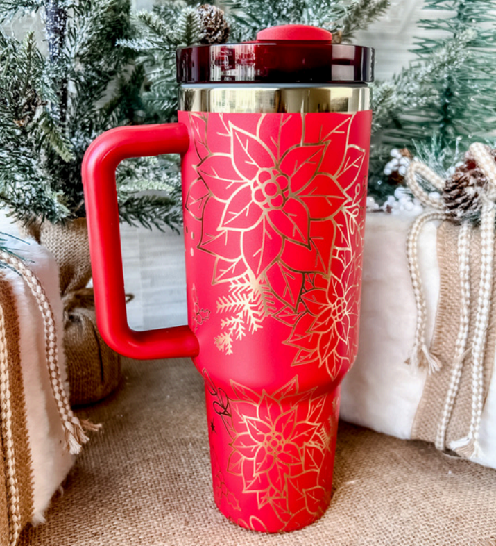 40oz Christmas Poinsettia Tumbler