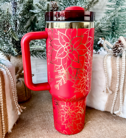 40oz Christmas Poinsettia Tumbler