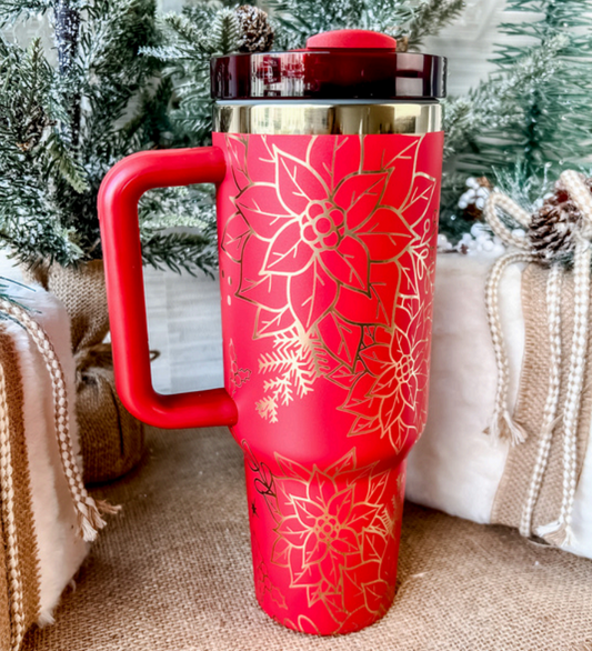 40oz Christmas Poinsettia Tumbler